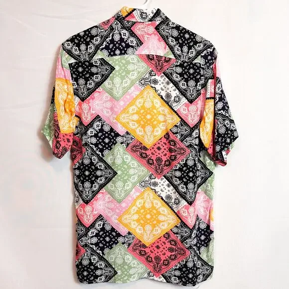3 FOR $50! 🎁 DINAMARCA Bandana Paisley Button Up Shirt Sz. M - Picture 3 of 3